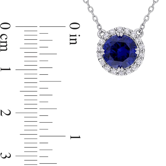 8.0mm and White Lab-Created Sapphire Frame Pendant and Stud Earrings Set in Sterling Silver