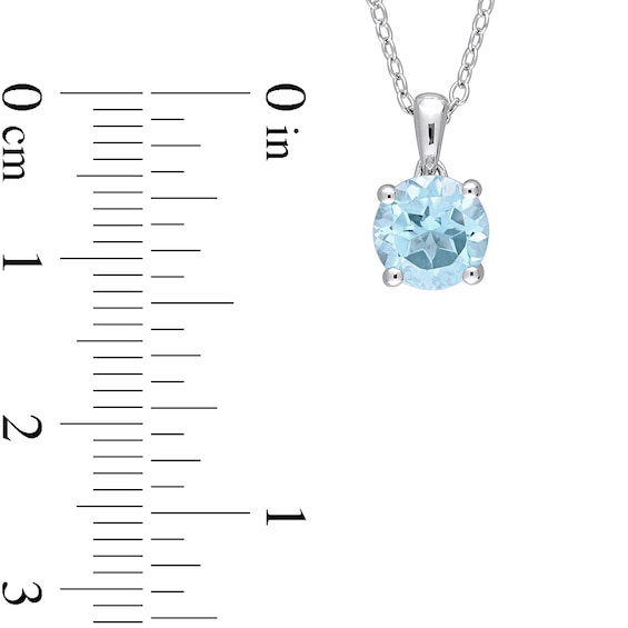 7.0mm Sky Blue Topaz Solitaire Pendant and Stud Earrings Set in Sterling Silver