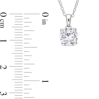 7.0mm White Lab-Created Sapphire Solitaire Pendant and Stud Earrings Set in Sterling Silver