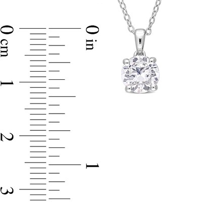 7.0mm White Lab-Created Sapphire Solitaire Pendant and Stud Earrings Set in Sterling Silver