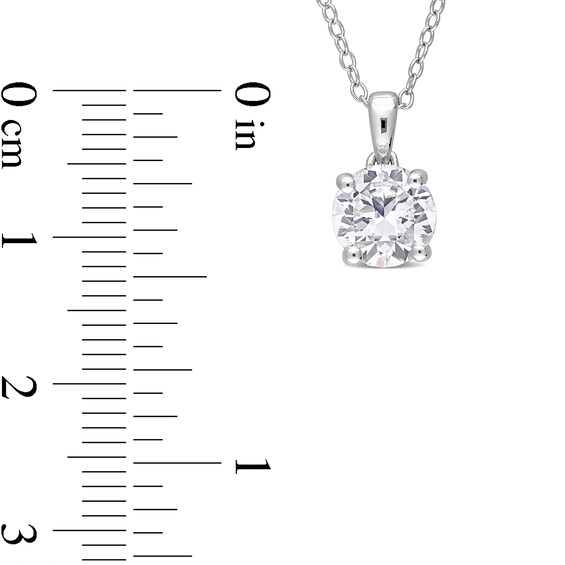 7.0mm White Lab-Created Sapphire Solitaire Pendant and Stud Earrings Set in Sterling Silver