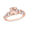 Thumbnail Image 0 of 7.0mm Cushion-Cut Morganite and 0.11 CT. T.W. Diamond Chain Link Shank Ring in 10K Rose Gold