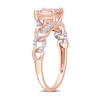 7.0mm Cushion-Cut Morganite and 0.11 CT. T.W. Diamond Chain Link Shank Ring in 10K Rose Gold