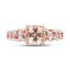 7.0mm Cushion-Cut Morganite and 0.11 CT. T.W. Diamond Chain Link Shank Ring in 10K Rose Gold