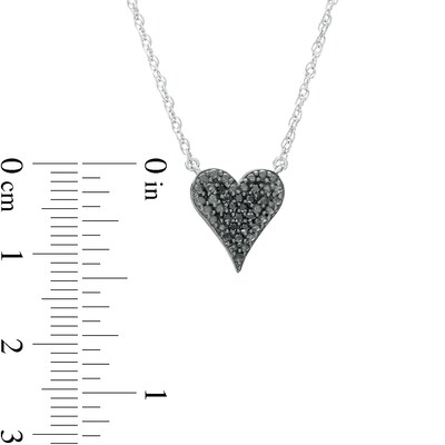 0.07 CT. T.W. Black Multi-Diamond Heart Necklace in Sterling Silver