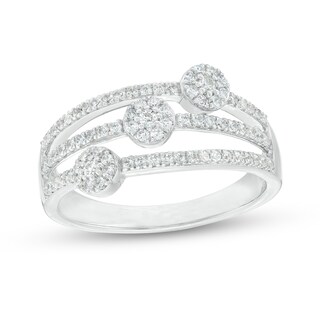 0.40 CT. T.W. Multi-Diamond Orbit Triple Row Ring in 10K White Gold