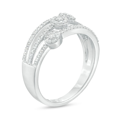 0.40 CT. T.W. Multi-Diamond Orbit Triple Row Ring in 10K White Gold