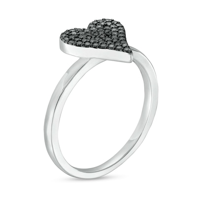 0.07 CT. T.W. Black Multi-Diamond Heart Ring in Sterling Silver