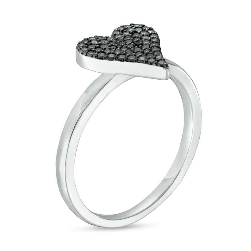 0.07 CT. T.W. Black Multi-Diamond Heart Ring in Sterling Silver|Peoples Jewellers