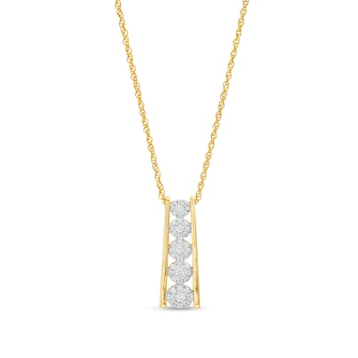 0.25 CT. T.W. Multi-Diamond Graduated Five Stone Pendant in 10K Gold