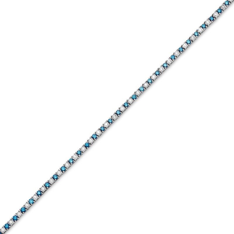 2.73 CT. T.W. Blue and White Diamond Alternating Tennis Bracelet in Sterling Silver|Peoples Jewellers