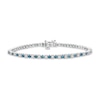 Thumbnail Image 1 of 2.73 CT. T.W. Blue and White Diamond Alternating Tennis Bracelet in Sterling Silver