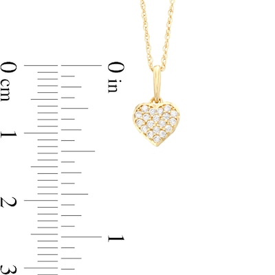 Child's Cubic Zirconia and Diamond-Cut Heart Cluster Pendant in 14K Gold - 15"