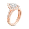 Thumbnail Image 2 of 0.95 CT. T.W. Pear-Shaped Multi-Diamond Flower Frame Bridal Set in 10K Rose Gold (J/I3)