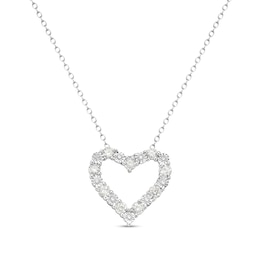 0.70 CT. T.W. Diamond Open Heart Pendant in Sterling Silver - 16&quot;