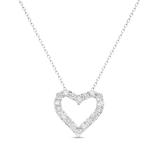 0.70 CT. T.W. Diamond Open Heart Pendant in Sterling Silver - 16"