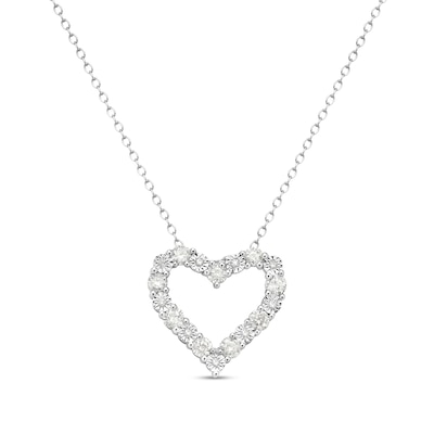 0.70 CT. T.W. Diamond Open Heart Pendant in Sterling Silver - 16"