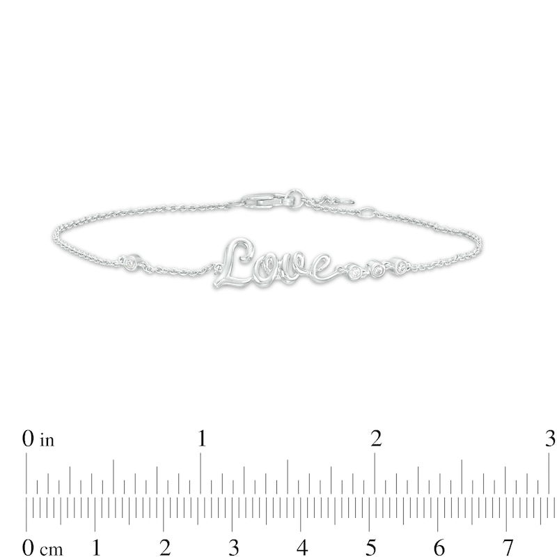 0.04 CT. T.W. Diamond Cursive Script "Love" Bracelet in Sterling Silver – 7.5"|Peoples Jewellers