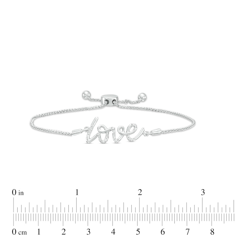 Diamond Accent Cursive Script "Love" Bolo Bracelet in Sterling Silver – 9.5"|Peoples Jewellers