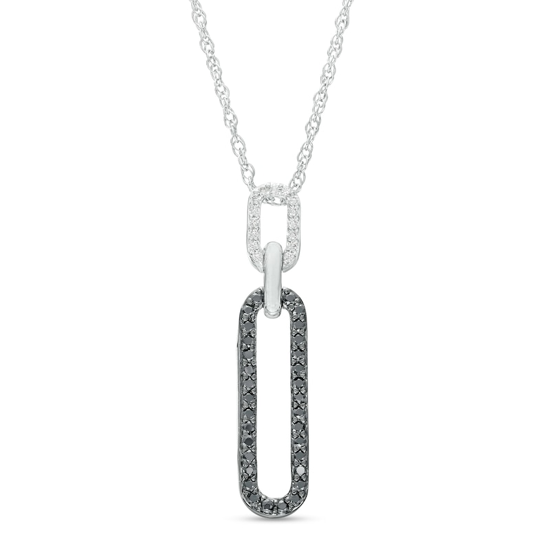 0.20 CT. T.W. Black and White Diamond Paper Clip Link Pendant in Sterling Silver|Peoples Jewellers
