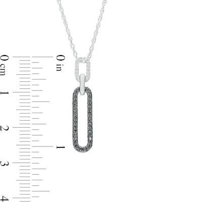 0.20 CT. T.W. Black and White Diamond Paper Clip Link Pendant in Sterling Silver