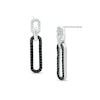 Thumbnail Image 0 of 0.25 CT. T.W. Black and White Diamond Paper Clip Link Drop Earrings in Sterling Silver