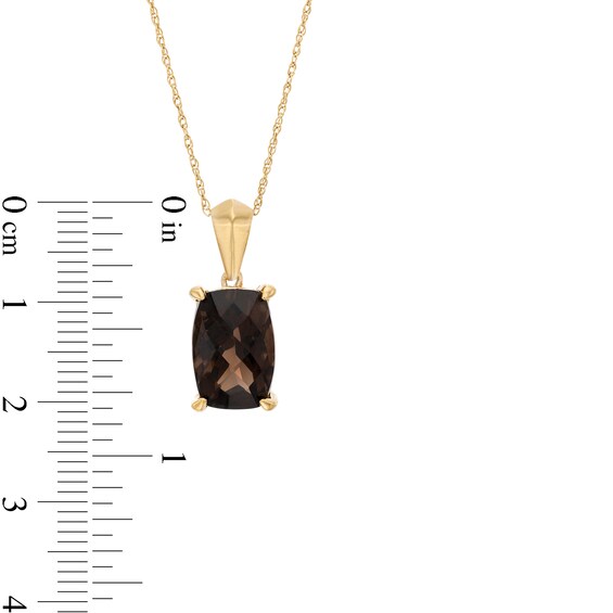 Cushion-Cut Smoky Quartz Solitaire Pendant in 10K Gold