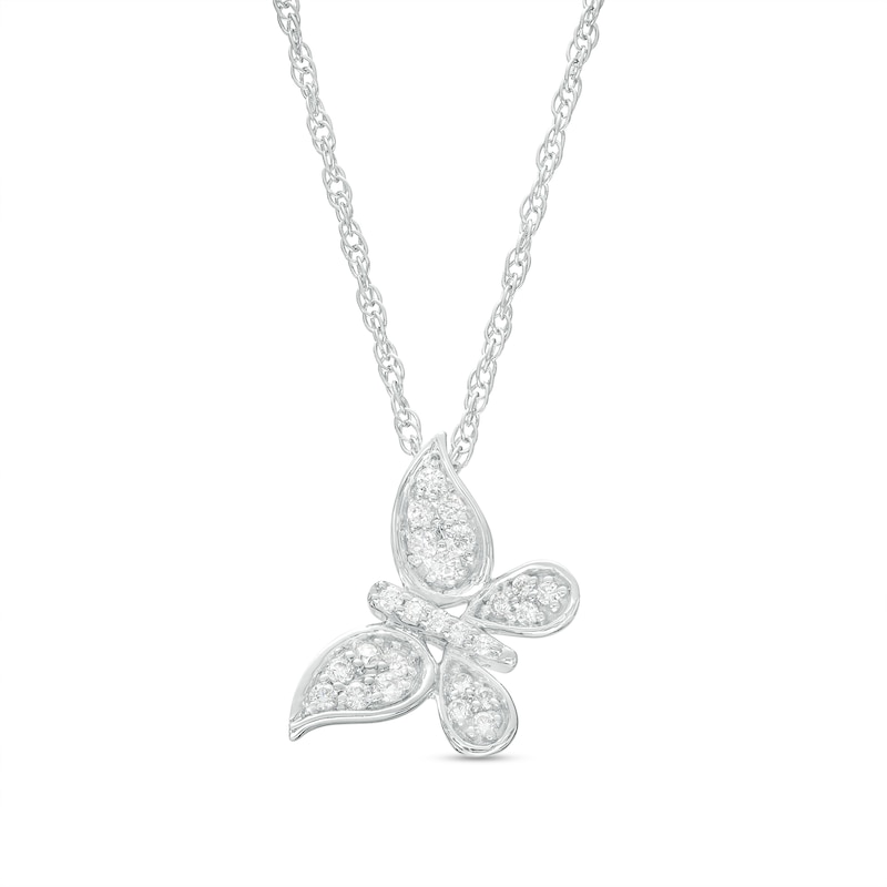 0.15 CT. T.W. Diamond Butterfly Pendant in Sterling Silver|Peoples Jewellers