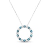 0.70 CT. T.W. Blue and White Diamond Alternating Open Circle Pendant in Sterling Silver - 16"