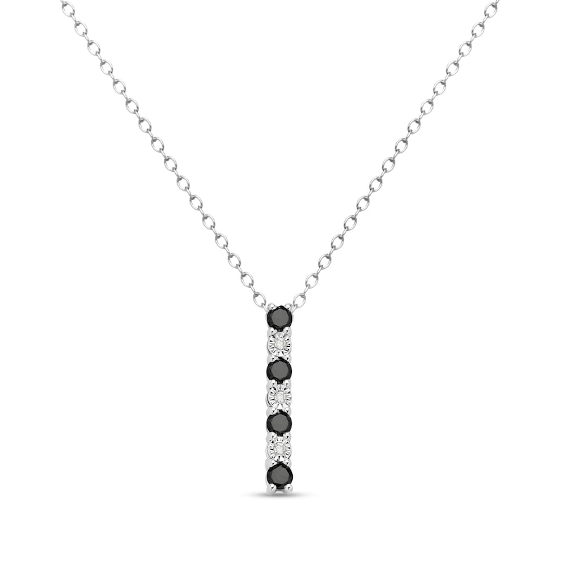 0.31 CT. T.W. Black and White Diamond Alternating Vertical Bar Pendant in Sterling Silver - 16"|Peoples Jewellers