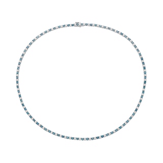 6.72 CT. T.W. Blue and White Diamond Alternating Tennis Necklace in Sterling Silver