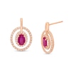 Thumbnail Image 0 of Oval Ruby and 0.25 CT. T.W. Diamond Double Open Frame Drop Earrings in 10K Rose Gold