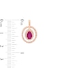 Thumbnail Image 2 of Oval Ruby and 0.25 CT. T.W. Diamond Double Open Frame Drop Earrings in 10K Rose Gold