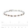 Thumbnail Image 3 of Emerald-Cut Smoky Quartz and White Lab-Created Sapphire Kite Frame Alternating Line Bracelet in Sterling Silver – 7.25"