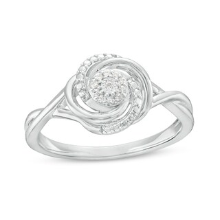 0.04 CT. T.W. Multi-Diamond Swirl Twist Shank Promise Ring in Sterling Silver