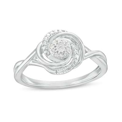 0.04 CT. T.W. Multi-Diamond Swirl Twist Shank Promise Ring in Sterling Silver