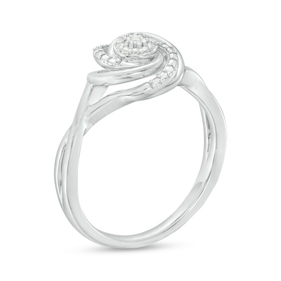 0.04 CT. T.W. Multi-Diamond Swirl Twist Shank Promise Ring in Sterling Silver