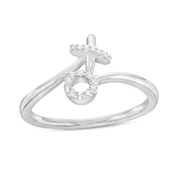 0.065 CT. T.W. Diamond &quot;XO&quot; Bypass Open Ring in Sterling Silver