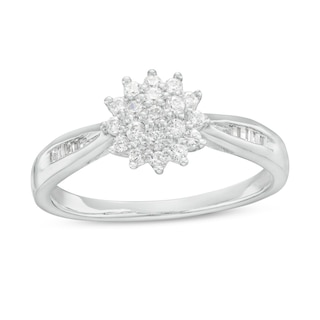 0.24 CT. T.W. Multi-Diamond Starburst Promise Ring in Sterling Silver