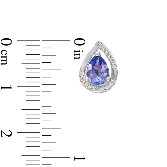 Pear-Shaped Tanzanite and 0.07 CT. T.W. Diamond Stud Earrings in Sterling Silver