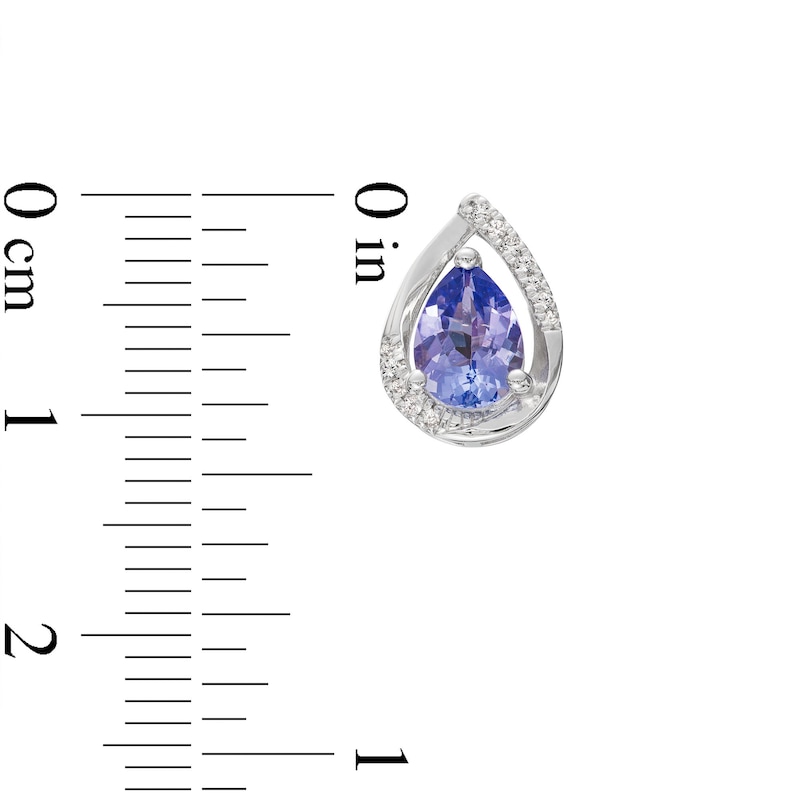 Pear-Shaped Tanzanite and 0.07 CT. T.W. Diamond Stud Earrings in Sterling Silver