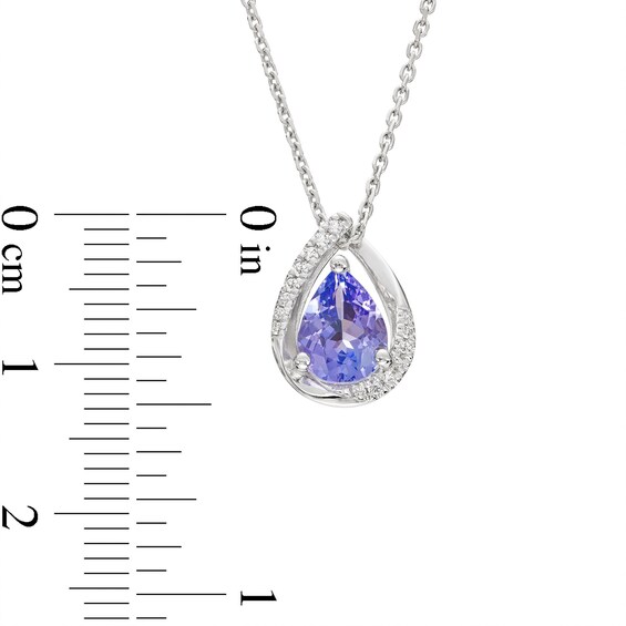 Pear-Shaped Tanzanite and 0.06 CT. T.W. Diamond Pendant in Sterling Silver