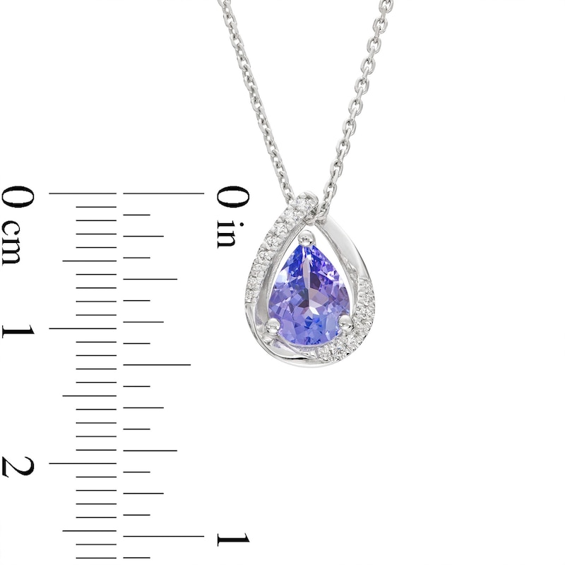 Pear-Shaped Tanzanite and 0.06 CT. T.W. Diamond Pendant in Sterling Silver