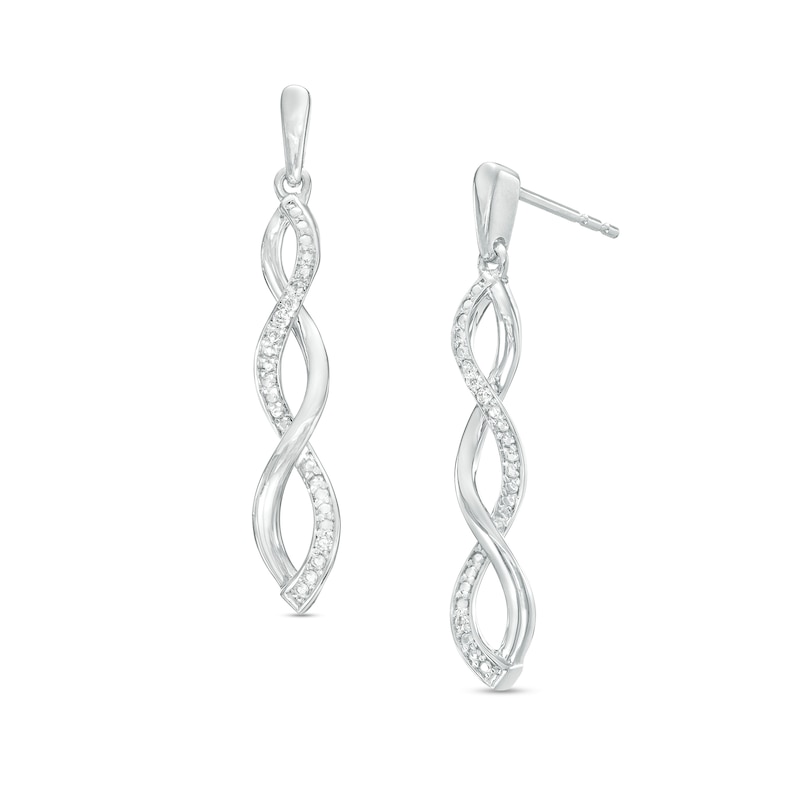 Diamond Accent Twist Drop Earrings in Sterling Silver|Peoples Jewellers