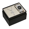 Men's Bulova Crystal Accent Watch with Black Dial and Cross Pendant Box Set (Model: 96K110)