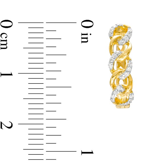 0.20 CT. T.W. Diamond Chain Link Hoop Earrings in 10K Gold