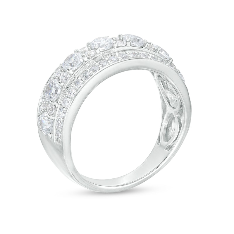 1.45 CT. T.W. Diamond Alternating Multi-Row Band in 10K White Gold