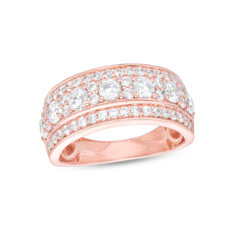 1.45 CT. T.W. Diamond Alternating Multi-Row Band in 10K Rose Gold|Peoples Jewellers