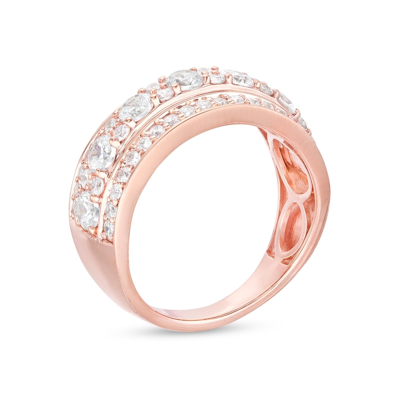 1.45 CT. T.W. Diamond Alternating Multi-Row Band in 10K Rose Gold