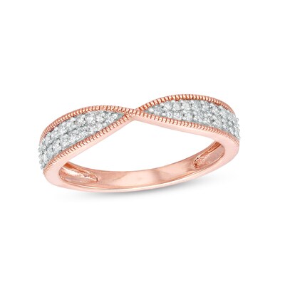 0.23 CT. T.W. Diamond Multi-Row Twist Shank Band in 10K Rose Gold